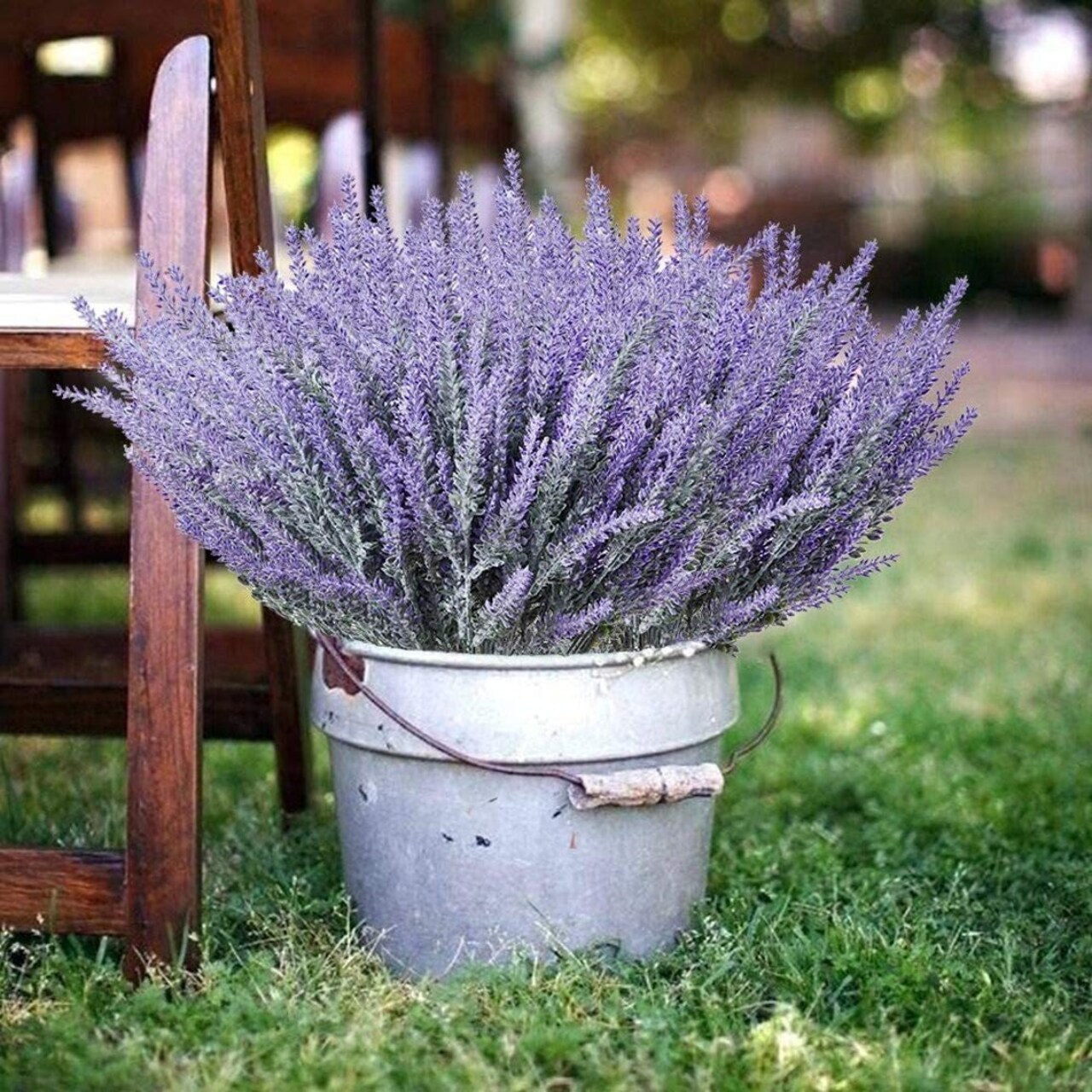12 Bundles Artificial Lavender Flowers Fake Lifelike lavender bunches Faux Lavender Bouquet Plastic Lavender Plant Outdoor Indoor